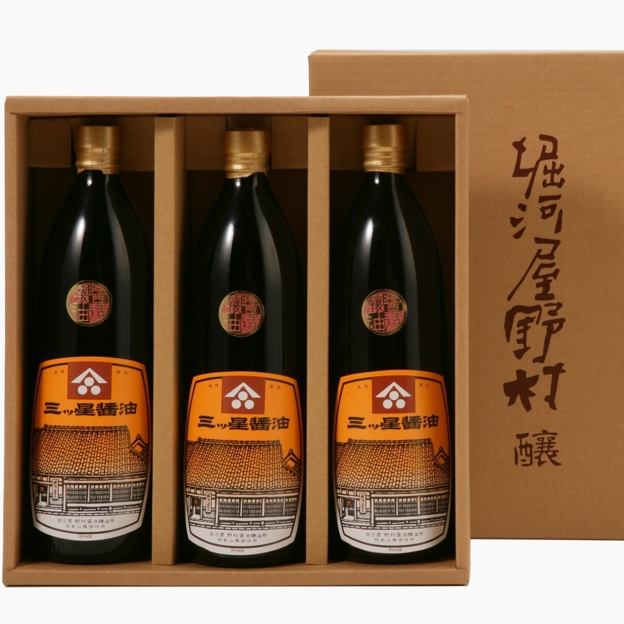 三ツ星醤油 900ml 3本入｜三ツ星醤油、径山寺味噌（きんざんじみそ）の